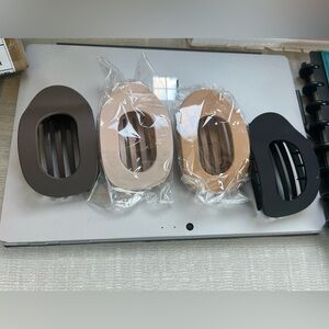 Elegant Hair Claw Clip Set - Brown, Tan, Black